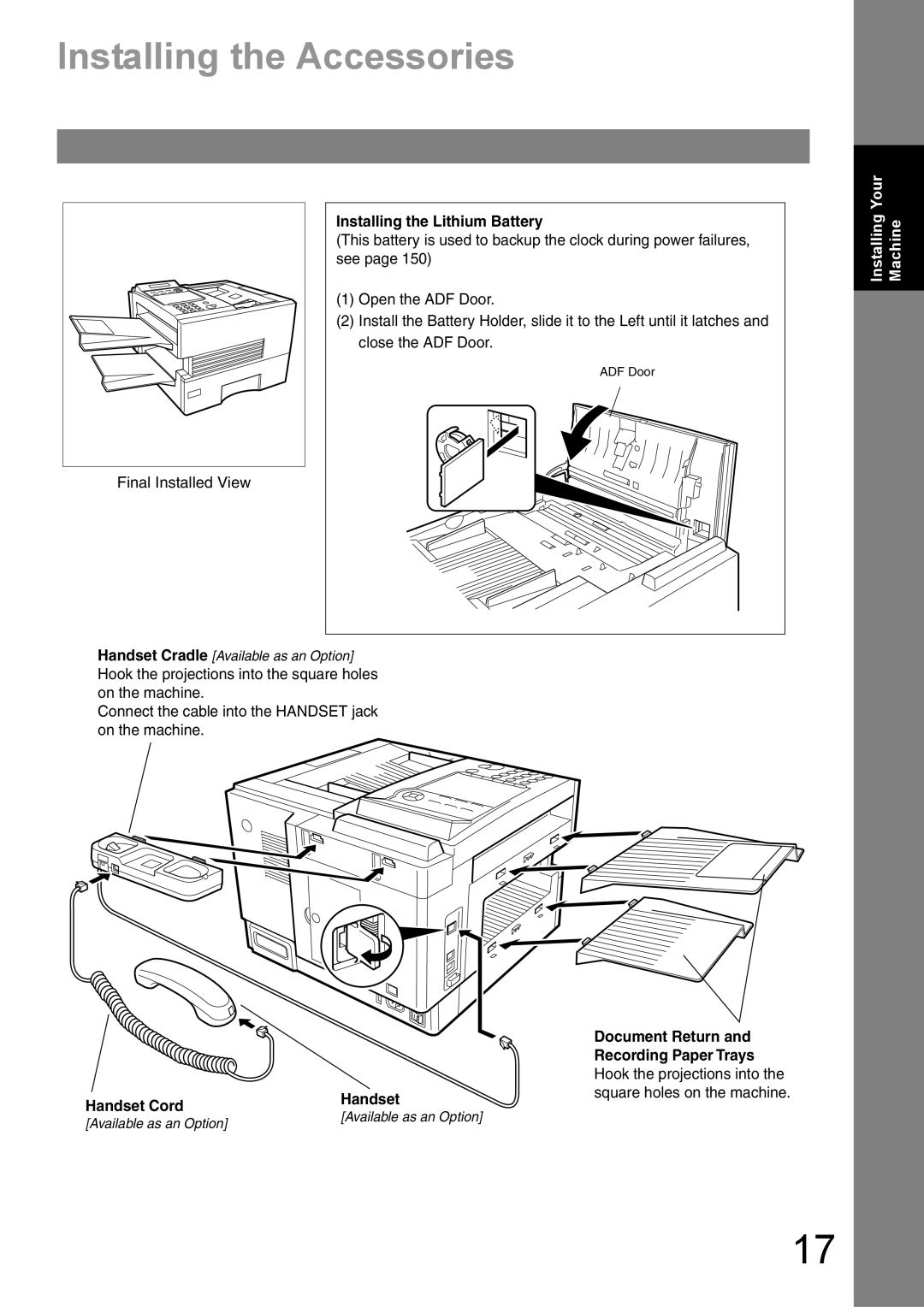 Panasonic UF-890/990 appendix Installing the Accessories 