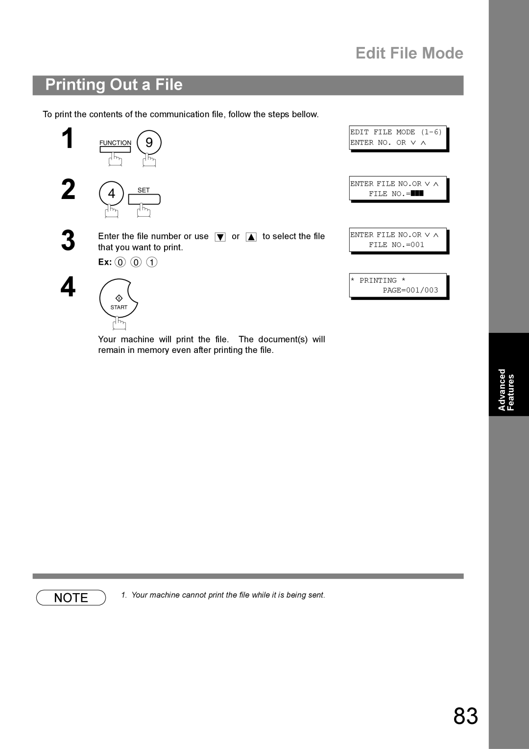 Panasonic UF-890/990 appendix Printing Out a File 