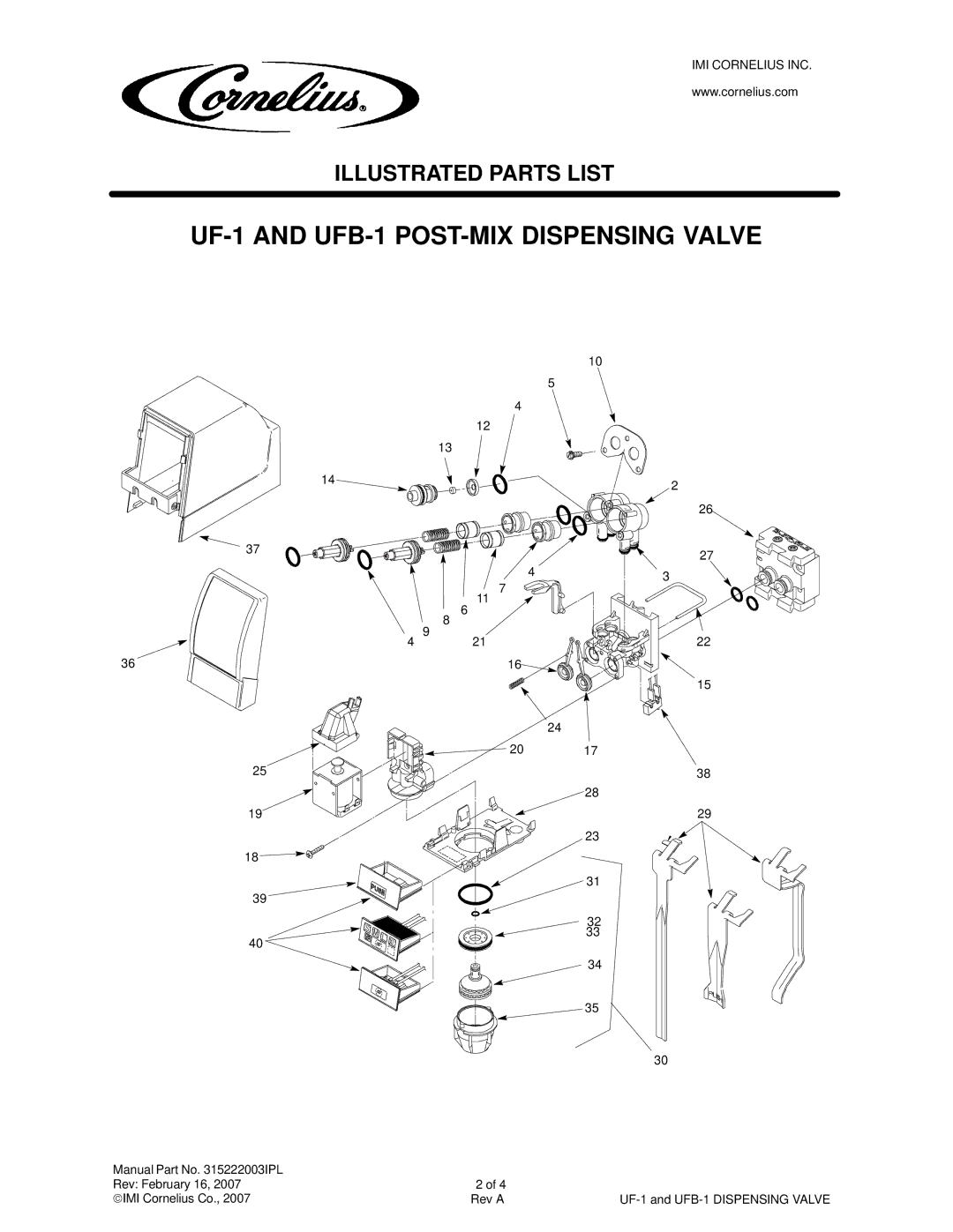 Panasonic manual UF-1 and UFB-1 POST-MIX Dispensing Valve 