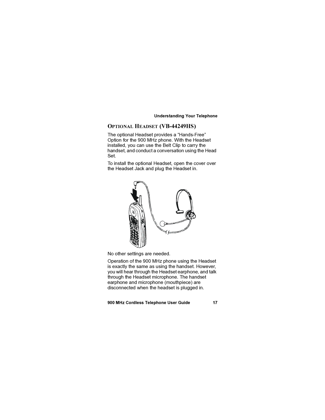 Panasonic VB-44240A manual Optional Headset VB-44249HS 