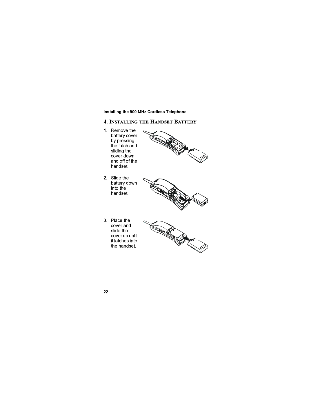 Panasonic VB-44240A manual Installing the Handset Battery 