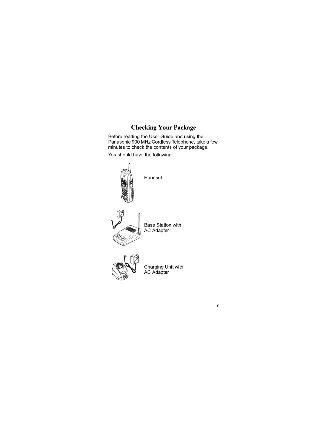 Panasonic VB-44240A manual Checking Your Package 