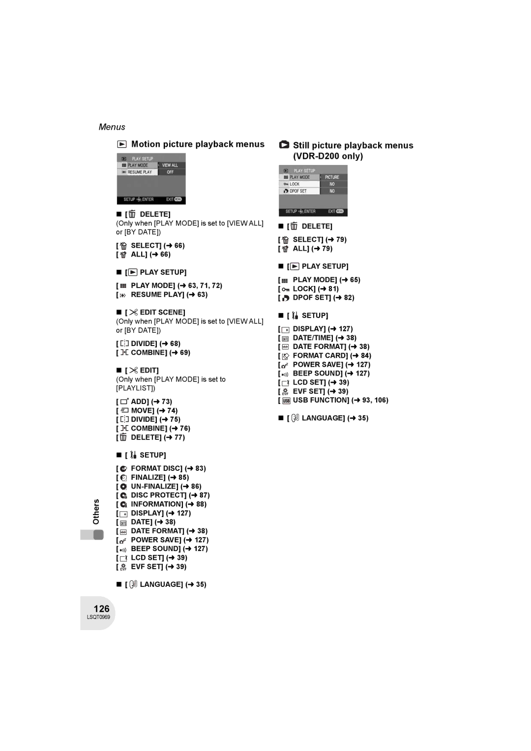 Panasonic VDR-D100 operating instructions 126, Play Setup, Edit Scene 