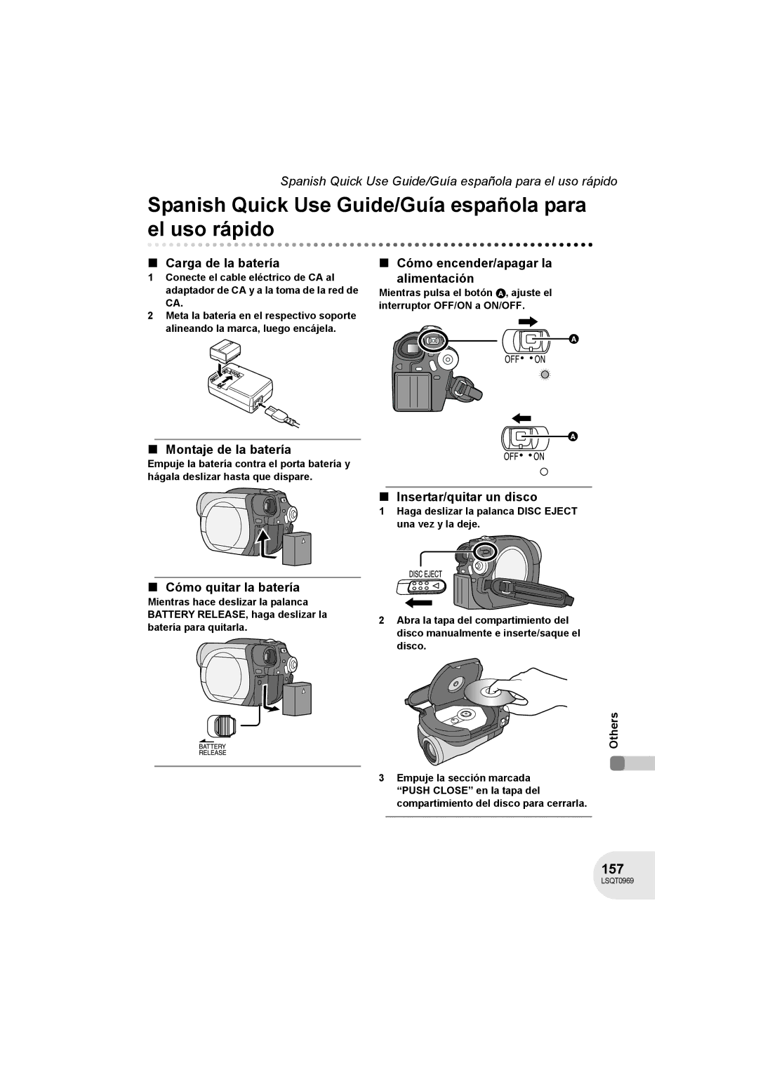 Panasonic VDR-D100 operating instructions Spanish Quick Use Guide/Guía española para el uso rápido, 157 