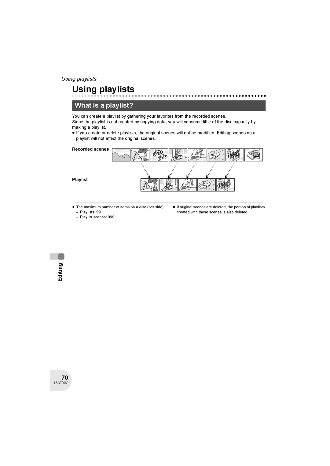 Panasonic VDR-D100 operating instructions Using playlists, What is a playlist?, Recorded scenes Playlist 