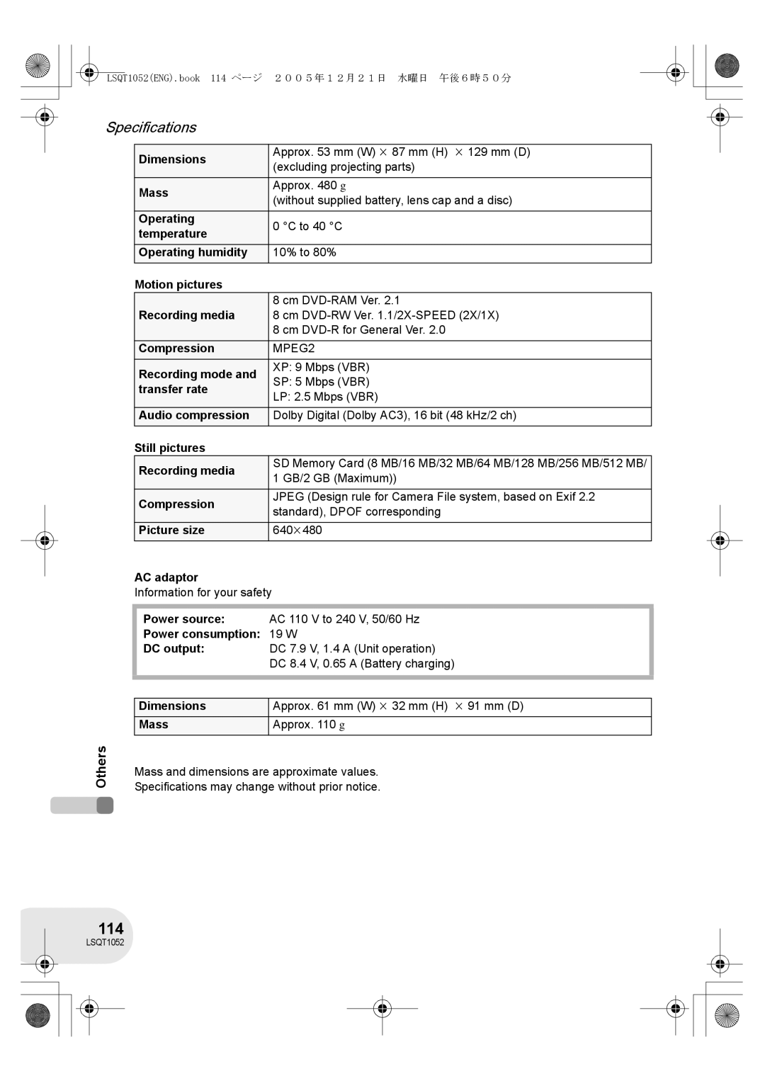 Panasonic VDR-D150GN operating instructions 114 