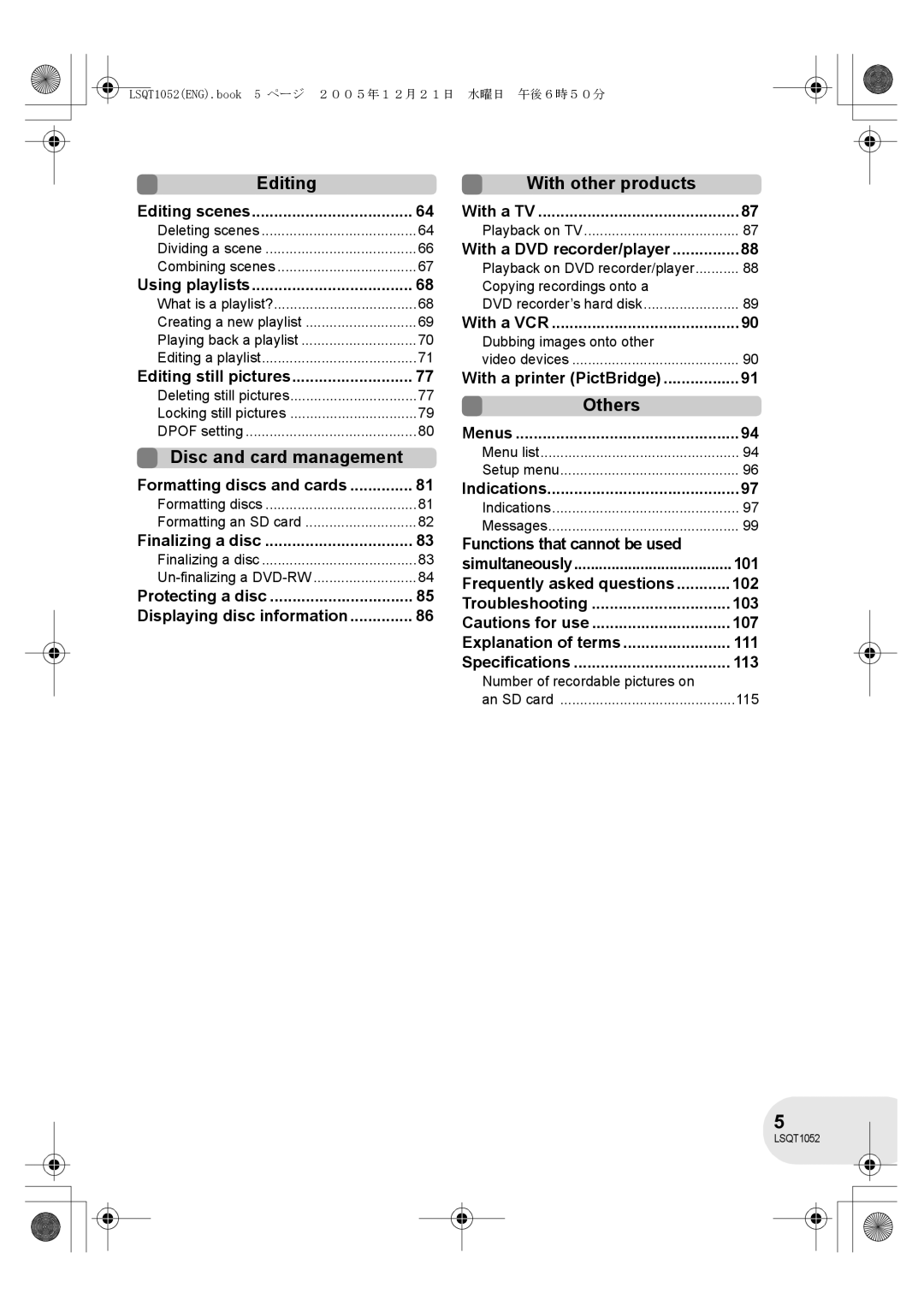 Panasonic VDR-D150GN operating instructions Editing, With other products, Others 