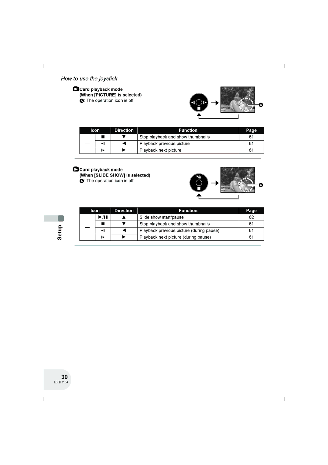 Panasonic VDR-D160GN manual Card playback mode When Slide Show is selected, Slide show start/pause 