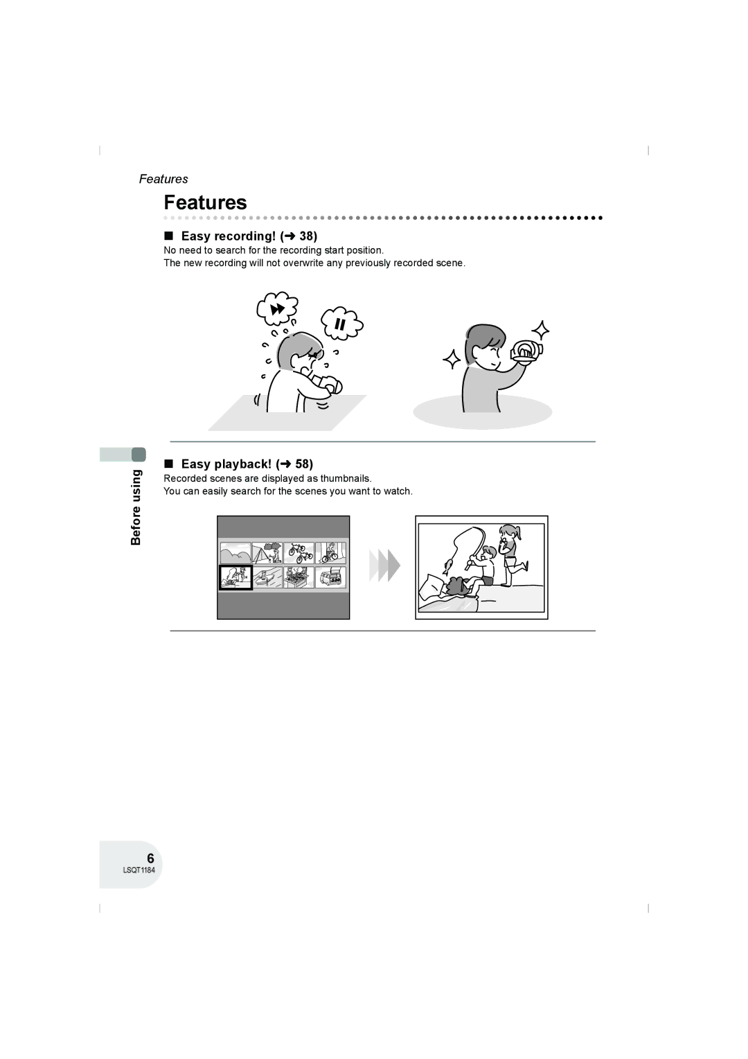 Panasonic VDR-D160GN manual Features, Easy recording! l, Before using Easy playback! l 