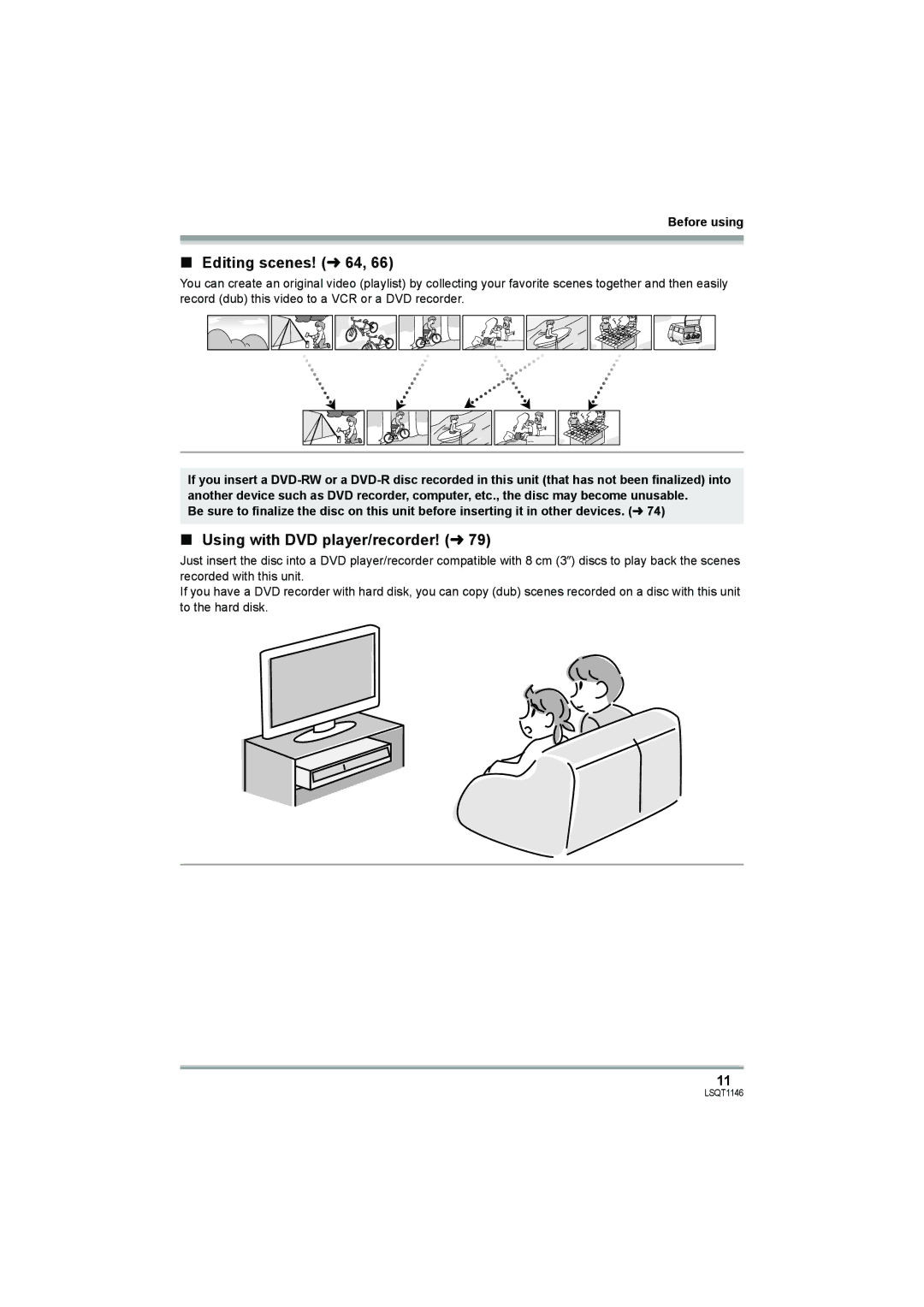 Panasonic VDR-D220 operating instructions Editing scenes! l64, Using with DVD player/recorder! l79 