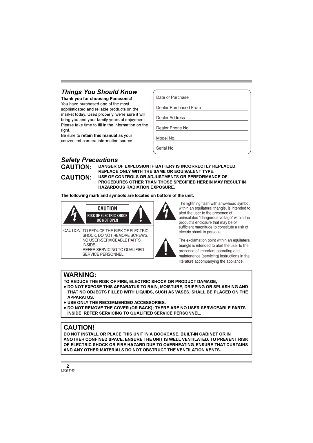 Panasonic VDR-D220 operating instructions Things You Should Know 