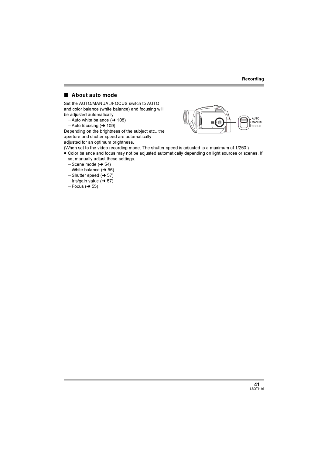 Panasonic VDR-D220 operating instructions About auto mode 