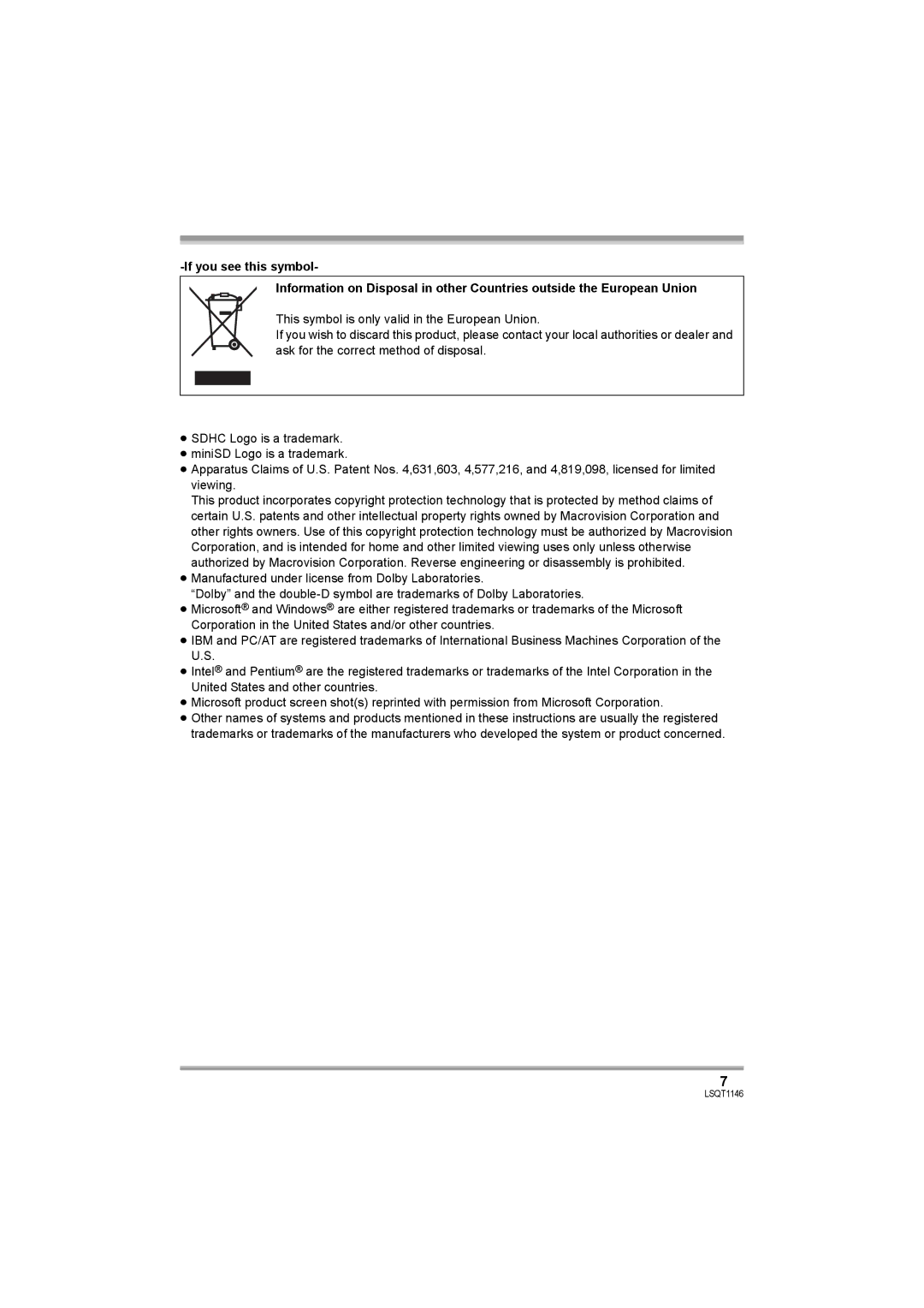 Panasonic VDR-D220 operating instructions LSQT1146 