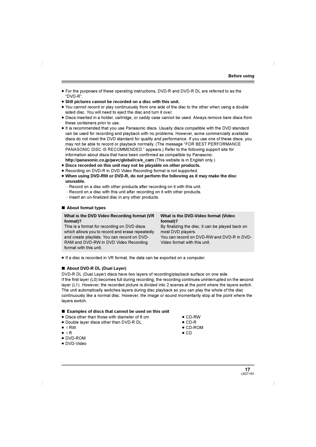 Panasonic VDR-D310GN About format types, What is the DVD-Video format Video, Format?, About DVD-R DL Dual Layer 