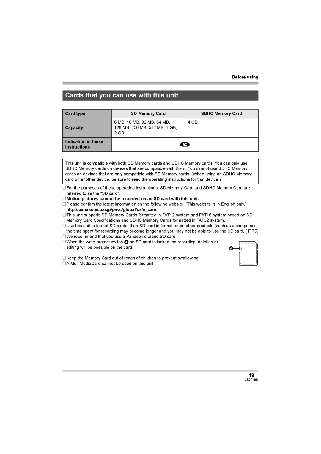 Panasonic VDR-D310GN, VDR-D220GN operating instructions Cards that you can use with this unit 