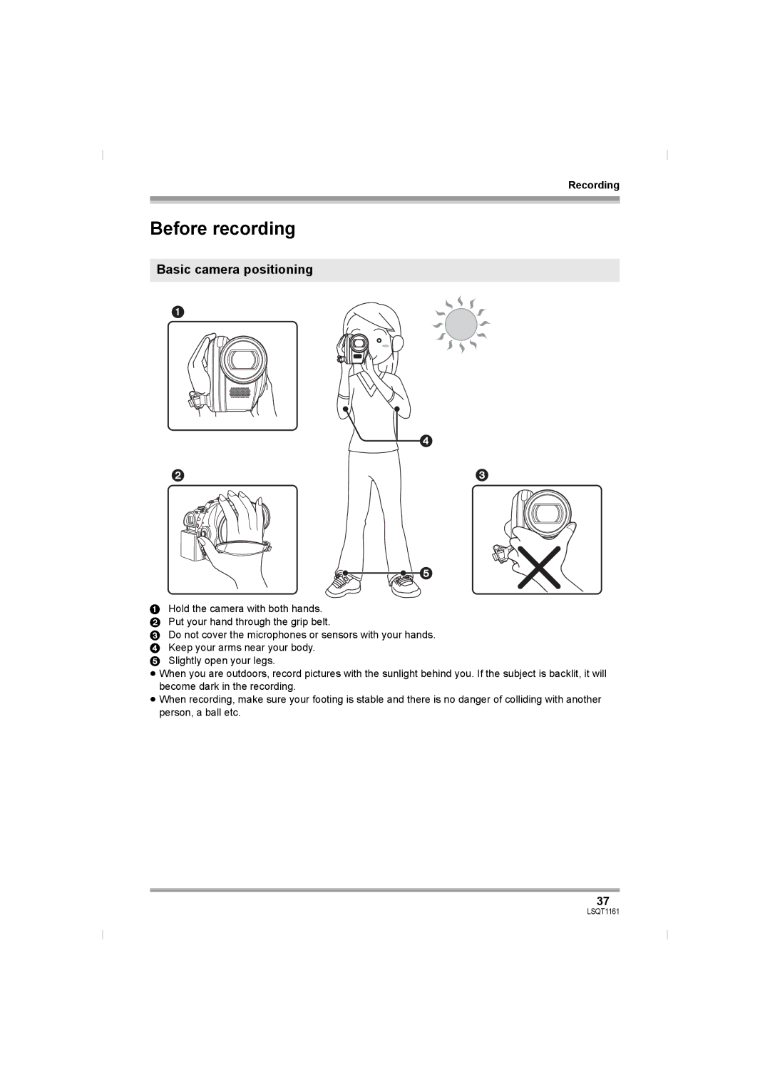 Panasonic VDR-D310GN, VDR-D220GN operating instructions Before recording, Basic camera positioning, Recording 