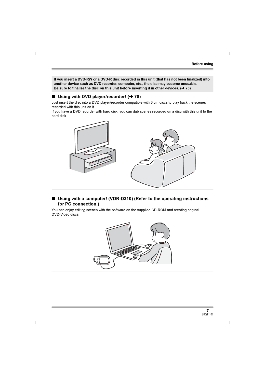 Panasonic VDR-D310GN, VDR-D220GN operating instructions Using with DVD player/recorder! l78 