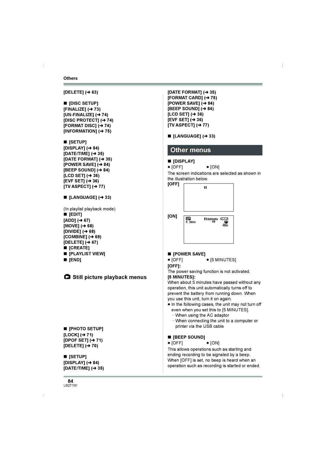 Panasonic VDR-D220GN, VDR-D310GN operating instructions Other menus, Still picture playback menus 