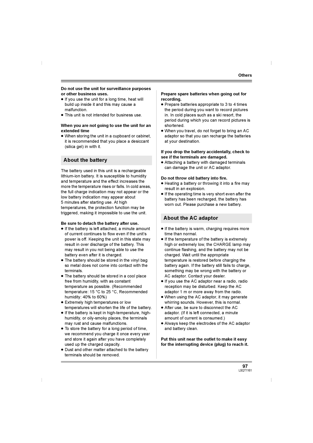 Panasonic VDR-D310GN, VDR-D220GN operating instructions About the battery, About the AC adaptor 