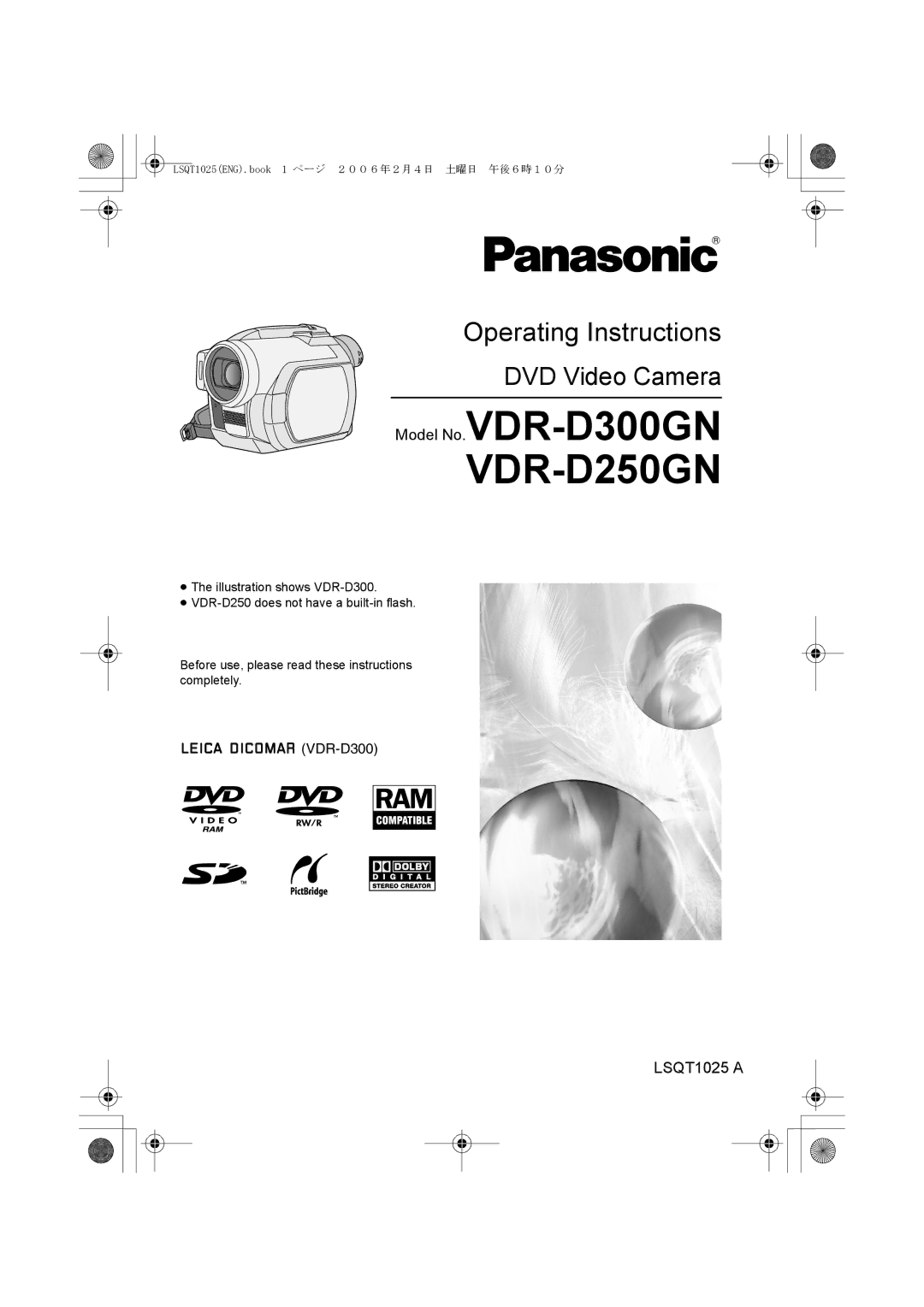 Panasonic VDR-D300GN operating instructions VDR-D250GN 