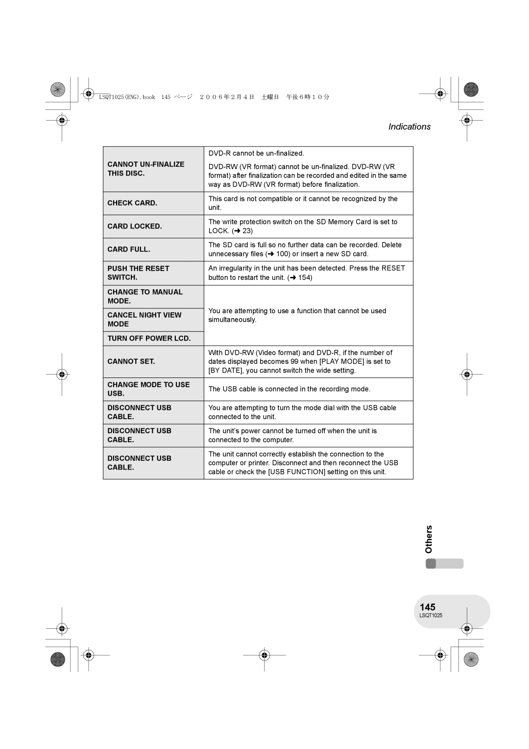 Panasonic VDR-D300GN, VDR-D250GN operating instructions 145 