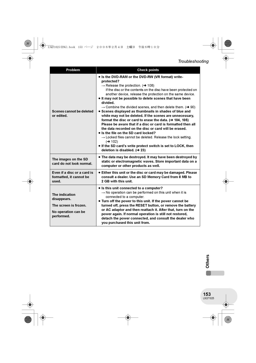 Panasonic VDR-D300GN, VDR-D250GN operating instructions 153 