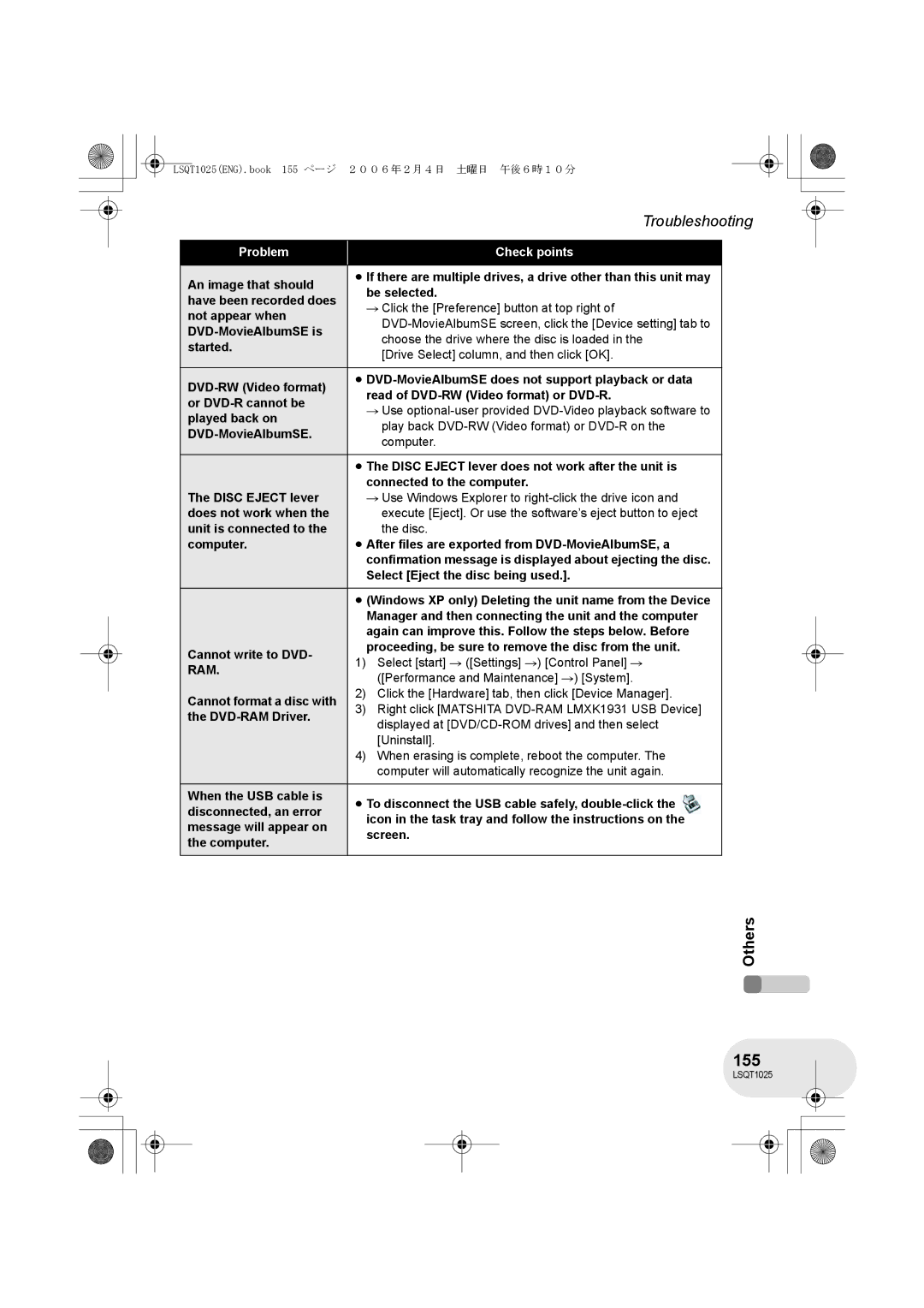 Panasonic VDR-D300GN, VDR-D250GN operating instructions 155 