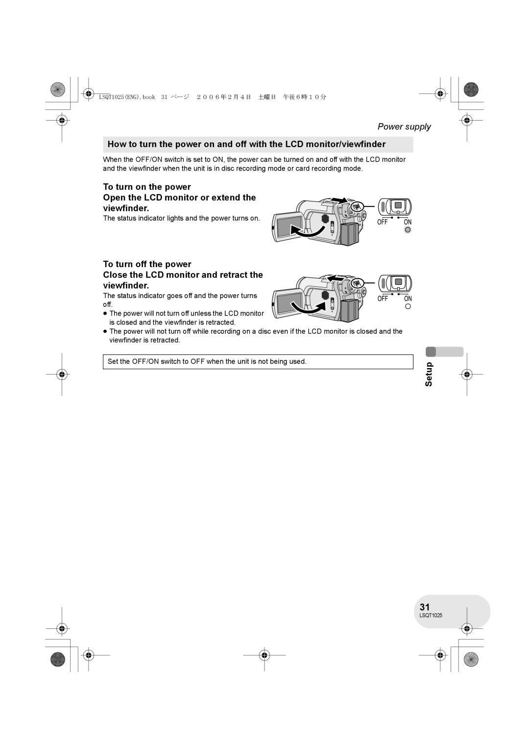 Panasonic VDR-D300GN, VDR-D250GN operating instructions Status indicator lights and the power turns on 