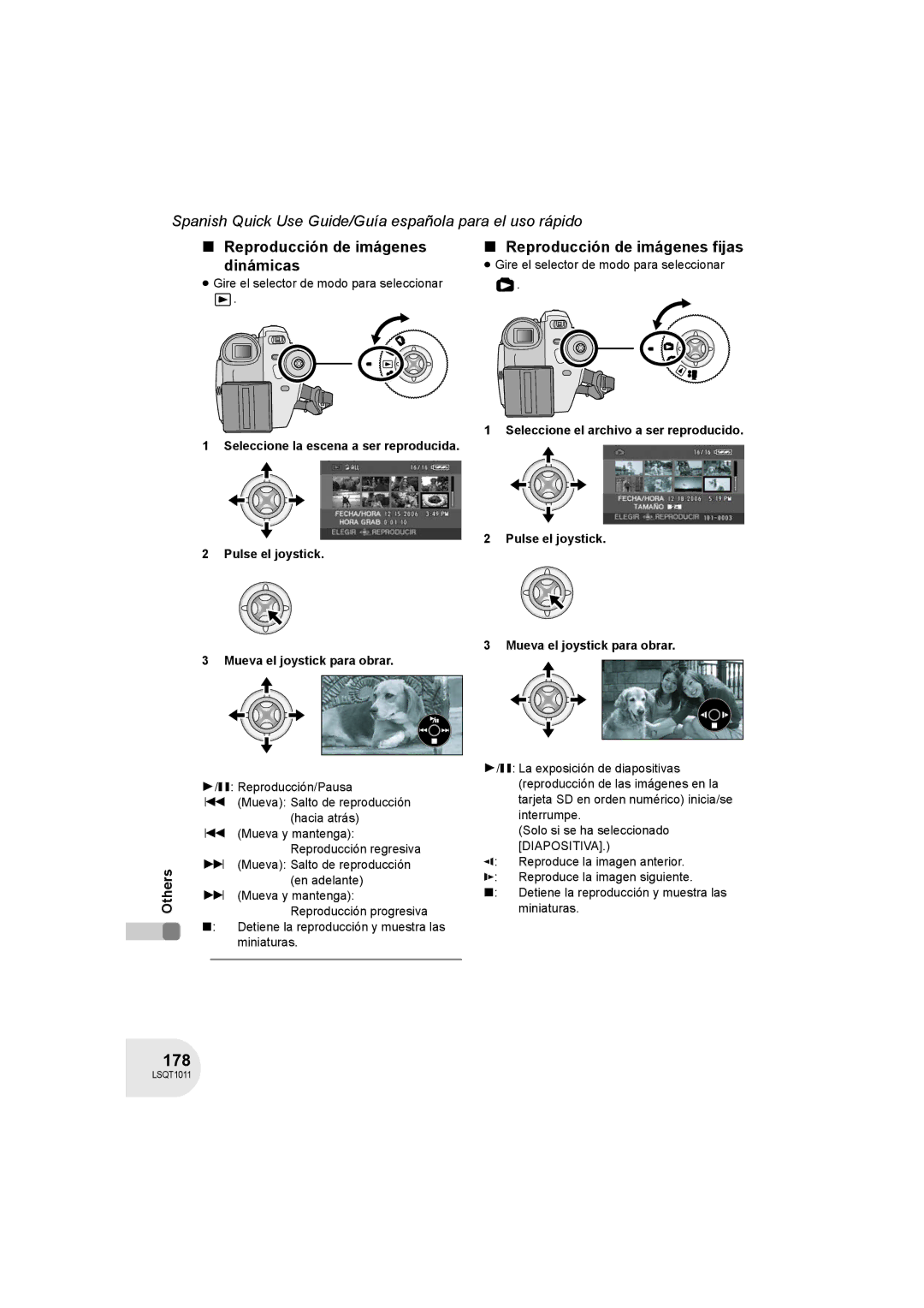 Panasonic VDR-D300 operating instructions 178, Reproducción de imágenes Dinámicas, Reproducción de imágenes fijas 