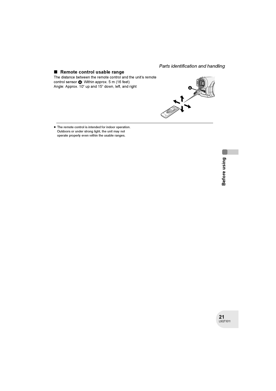 Panasonic VDR-D300 operating instructions Remote control usable range 