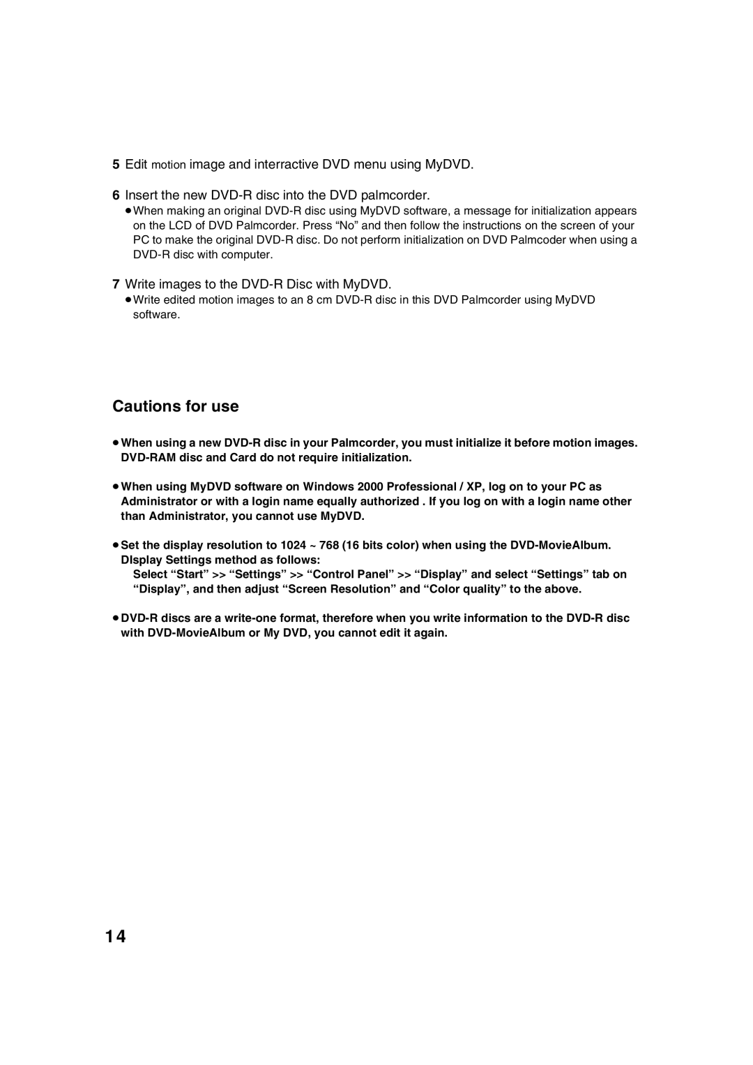 Panasonic VDR-M30PP operating instructions Write images to the DVD-R Disc with MyDVD 