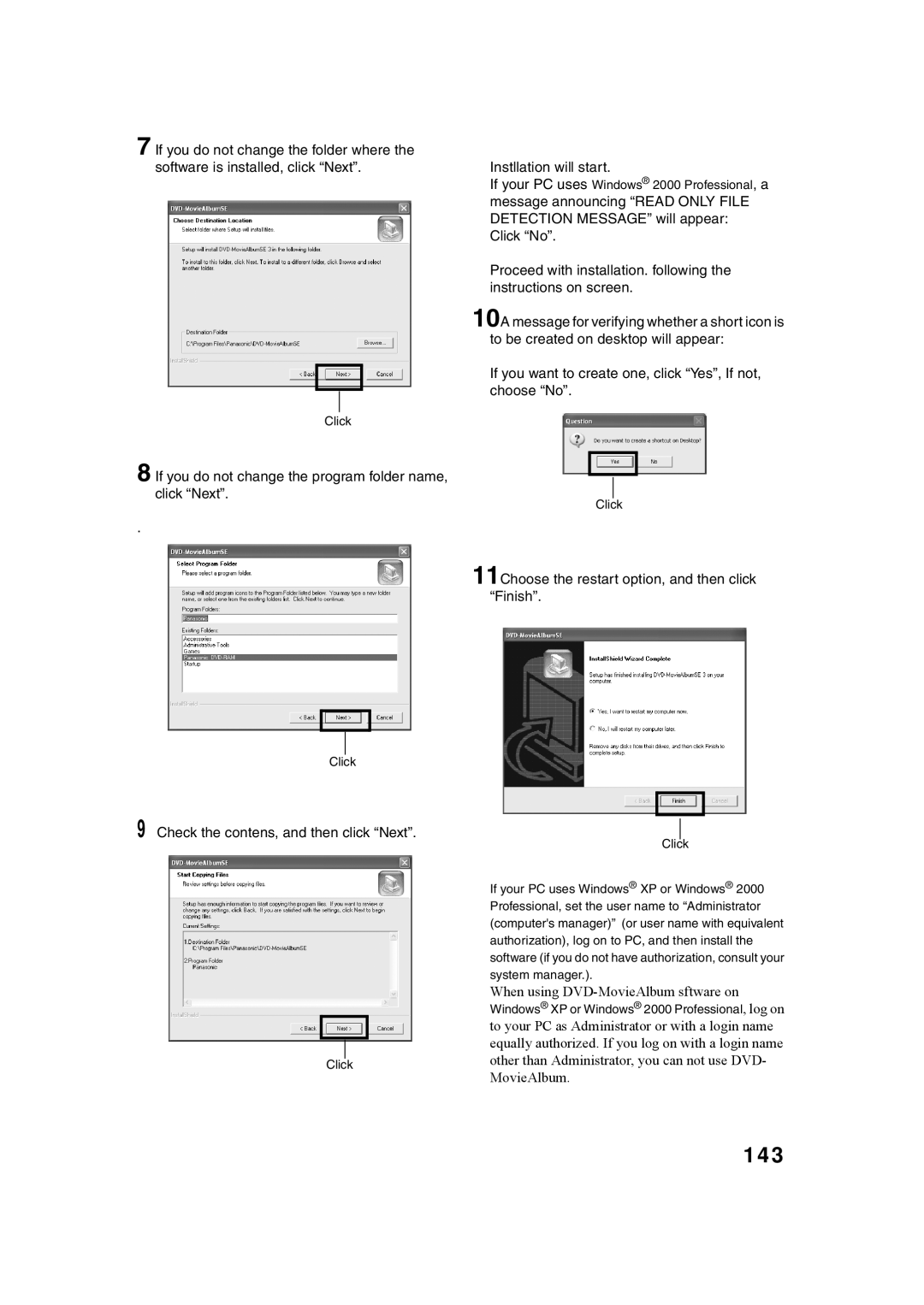 Panasonic VDR-M30PP operating instructions 143, When using DVD-MovieAlbum sftware on 