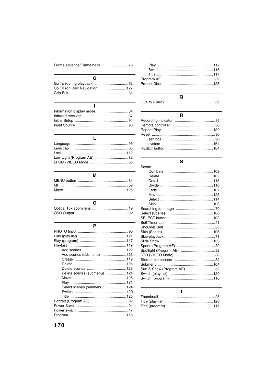 Panasonic VDR-M30PP operating instructions 170 