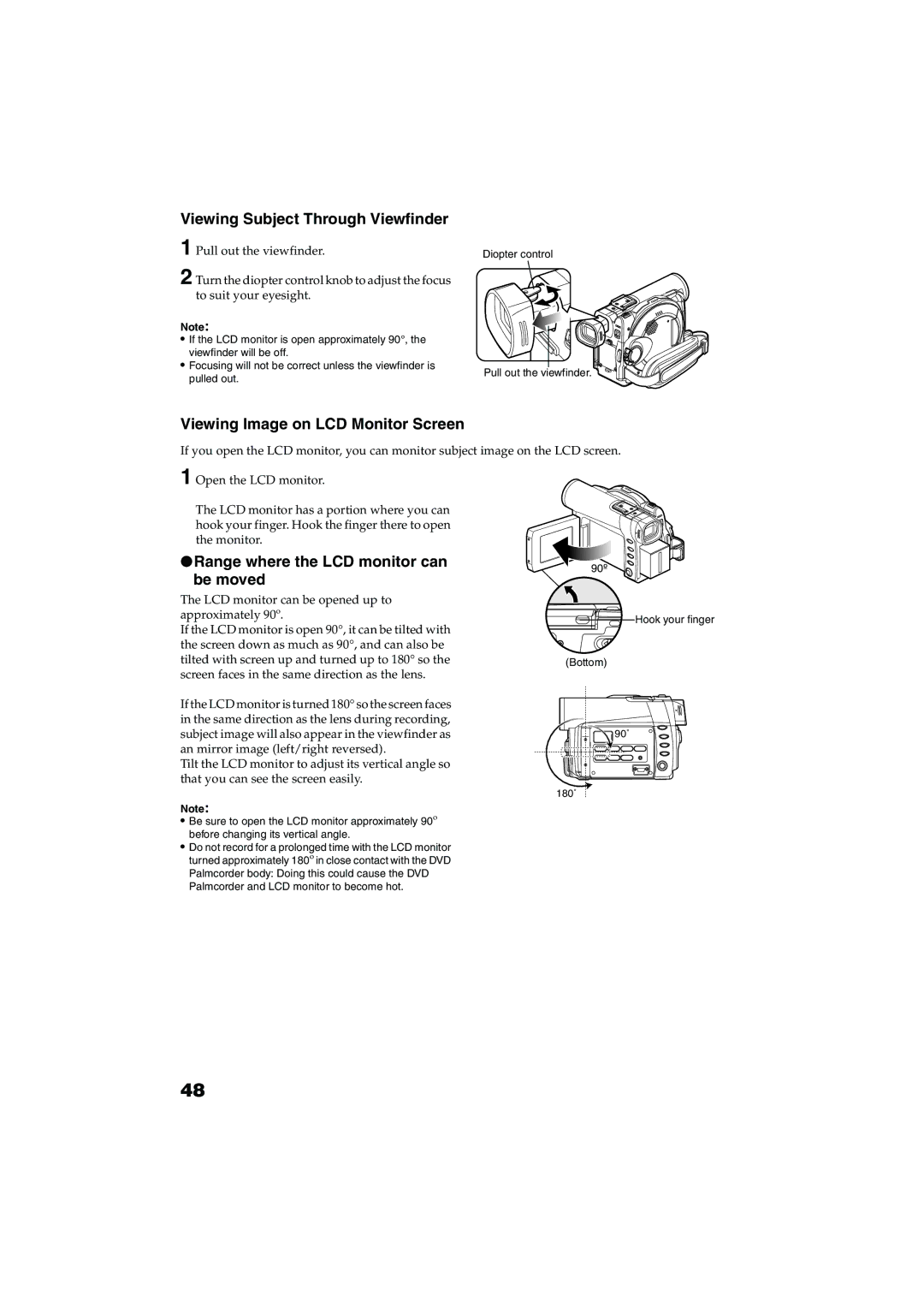 Panasonic VDR-M30PP operating instructions Viewing Subject Through Viewfinder, Viewing Image on LCD Monitor Screen 