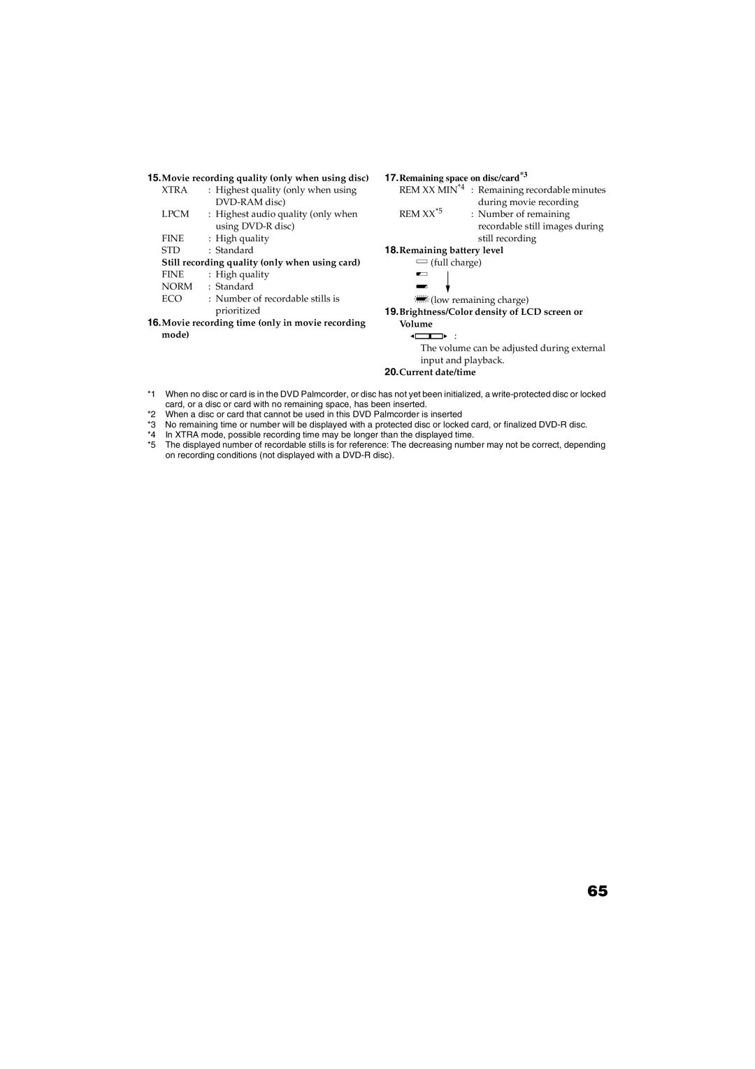 Panasonic VDR-M30PP operating instructions Still recording quality only when using card 