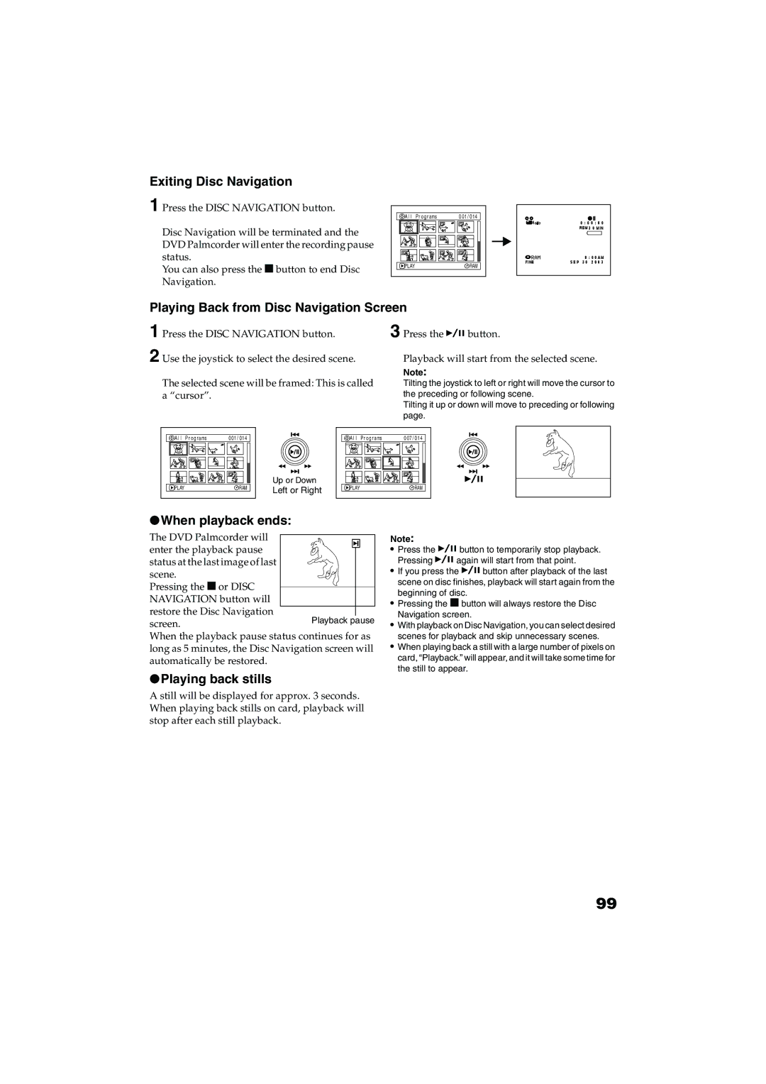 Panasonic VDR-M30PP Exiting Disc Navigation, Playing Back from Disc Navigation Screen, When playback ends 