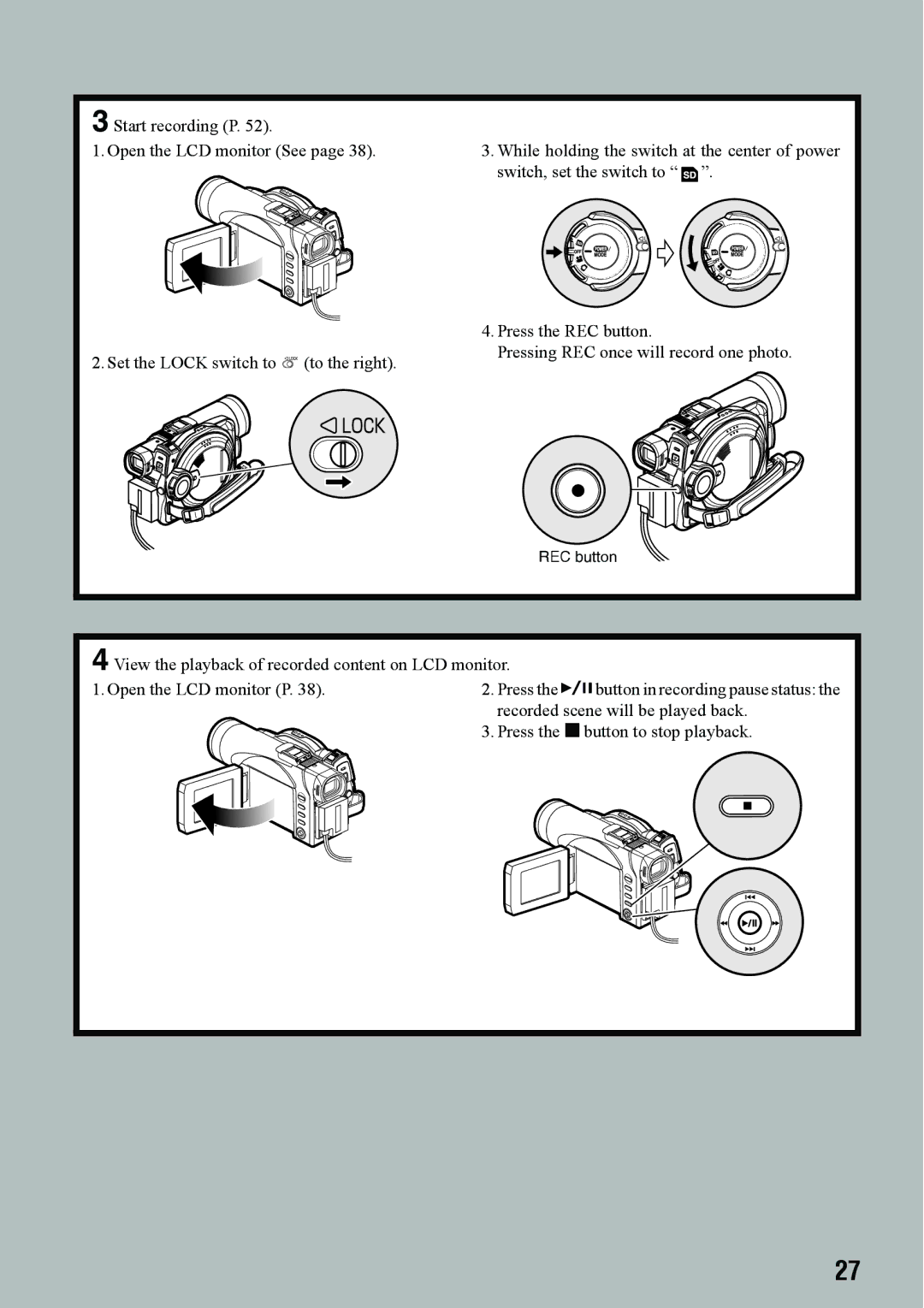 Panasonic VDR-M70PP, VDR-M50PP operating instructions REC button 