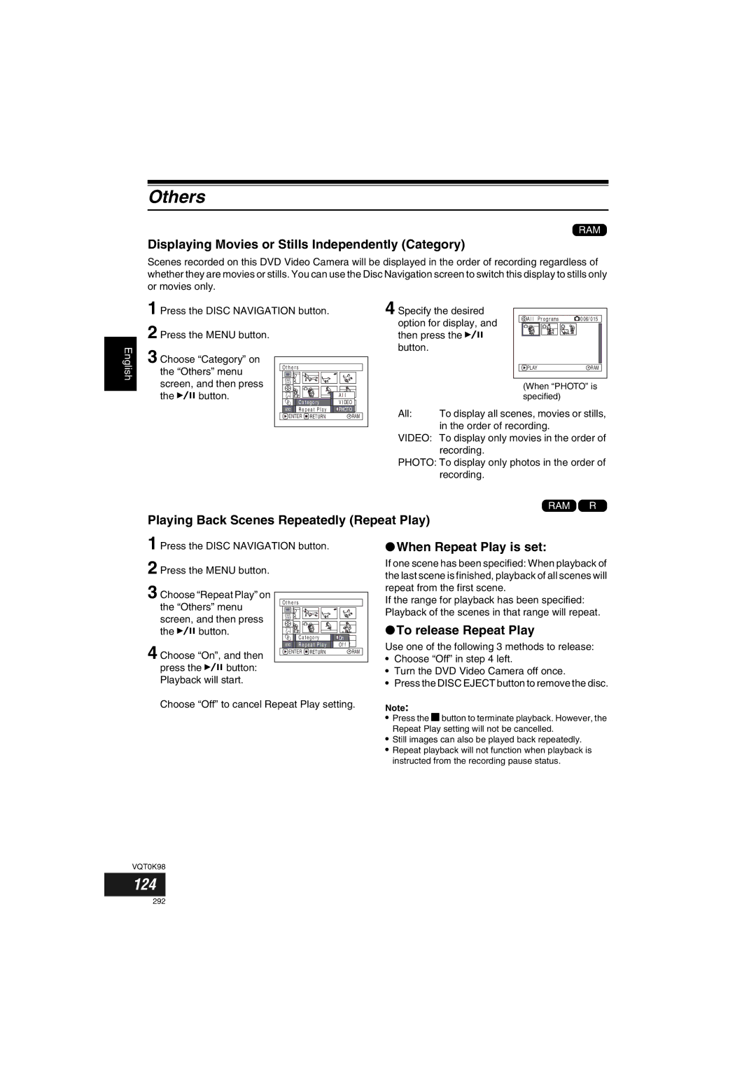 Panasonic VDR-M70GC user service Others, 124 