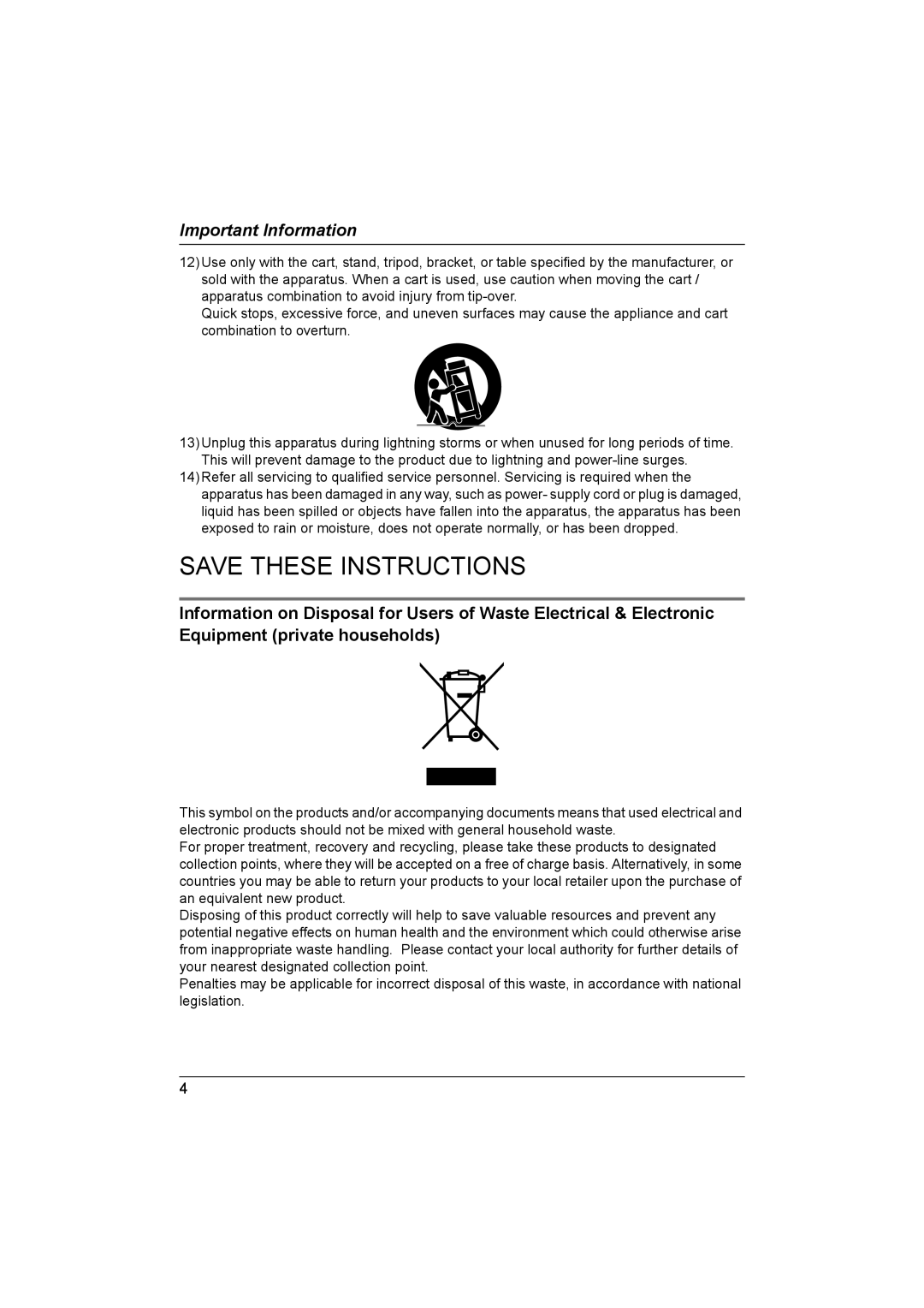 Panasonic VL-G201 installation and operation guide Important Information 