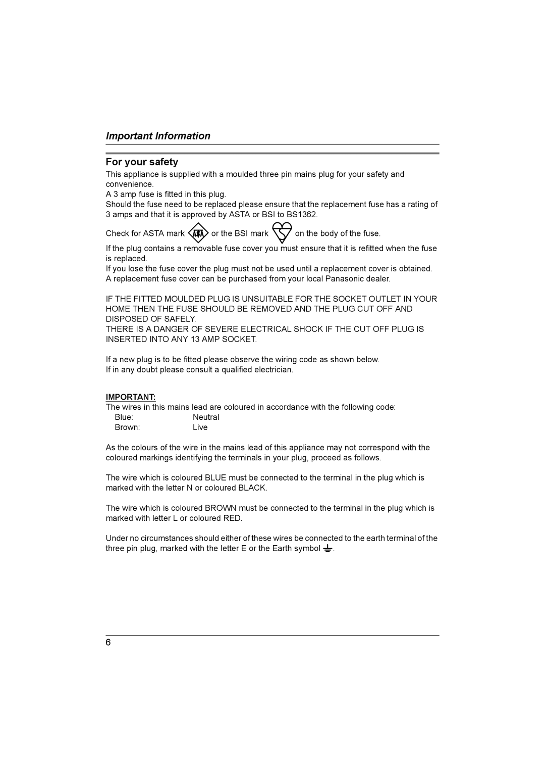 Panasonic VL-G201 installation and operation guide For your safety 