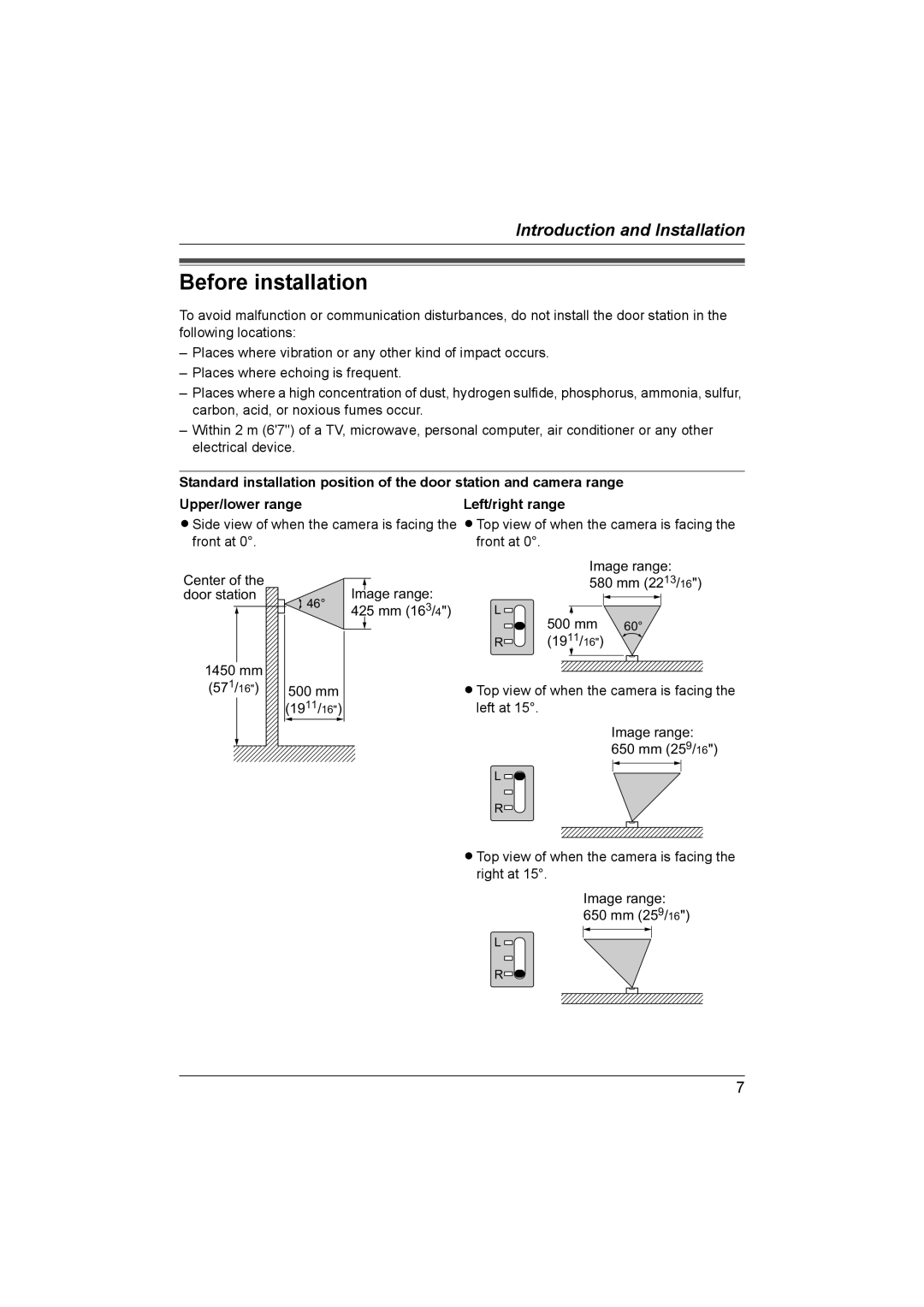 Panasonic VL-GC001A installation and operation guide Before installation 