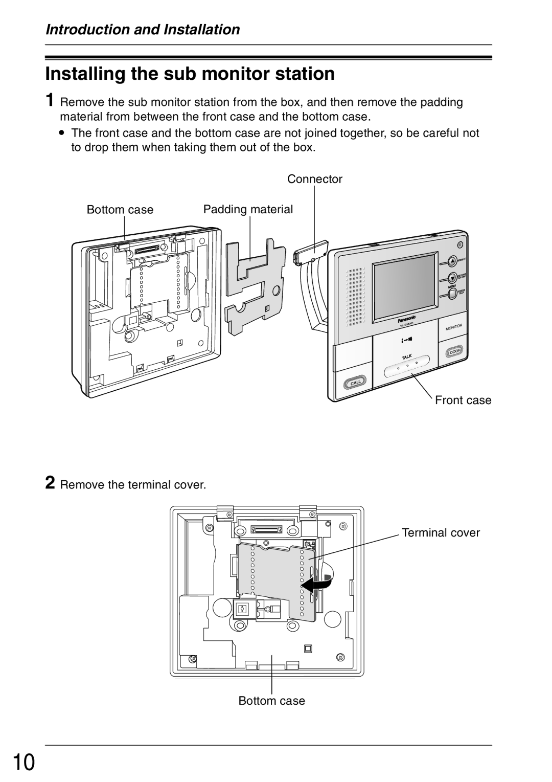 Panasonic VL-GM001 installation and operation guide Installing the sub monitor station 