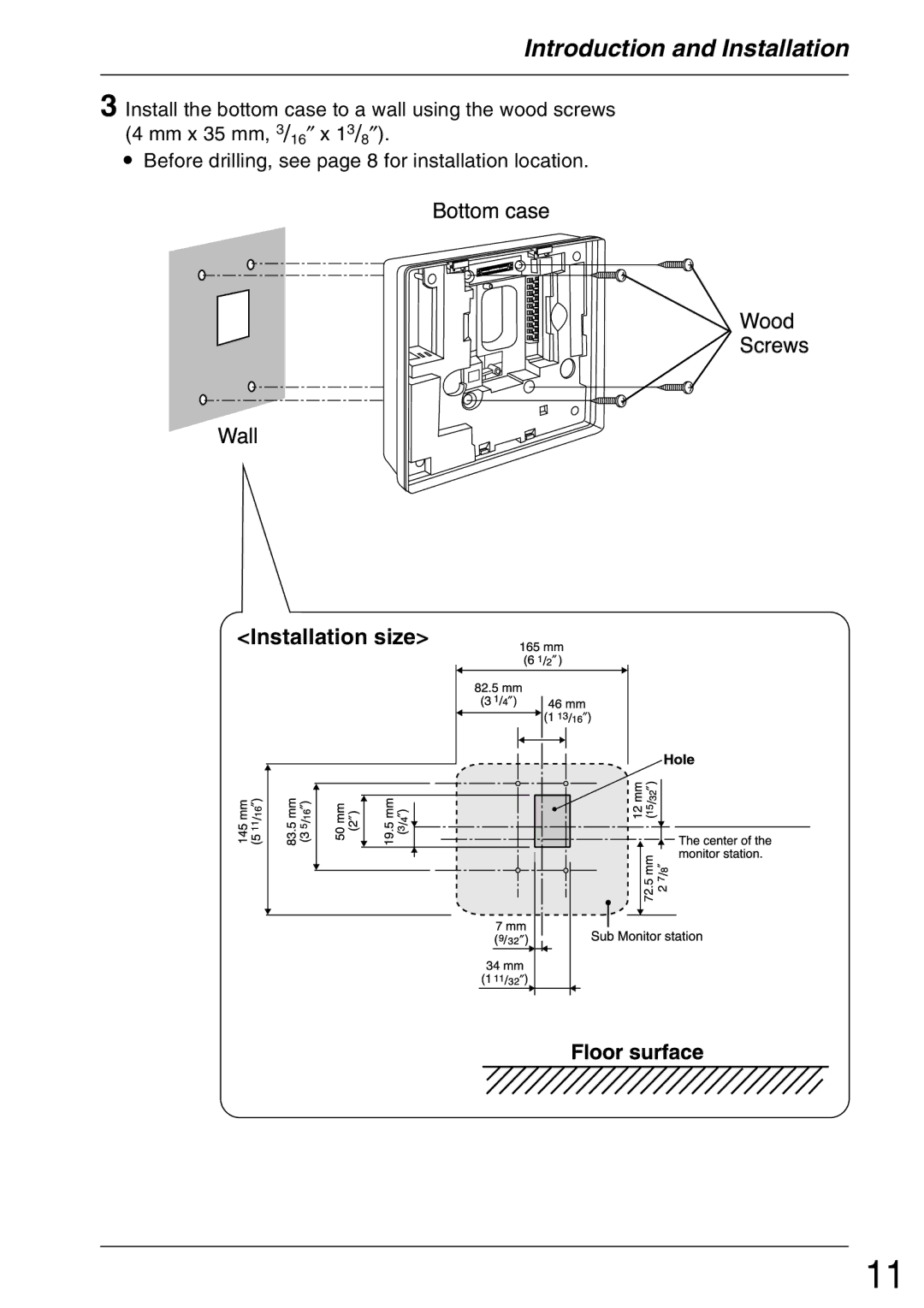 Panasonic VL-GM001 installation and operation guide Installation size 