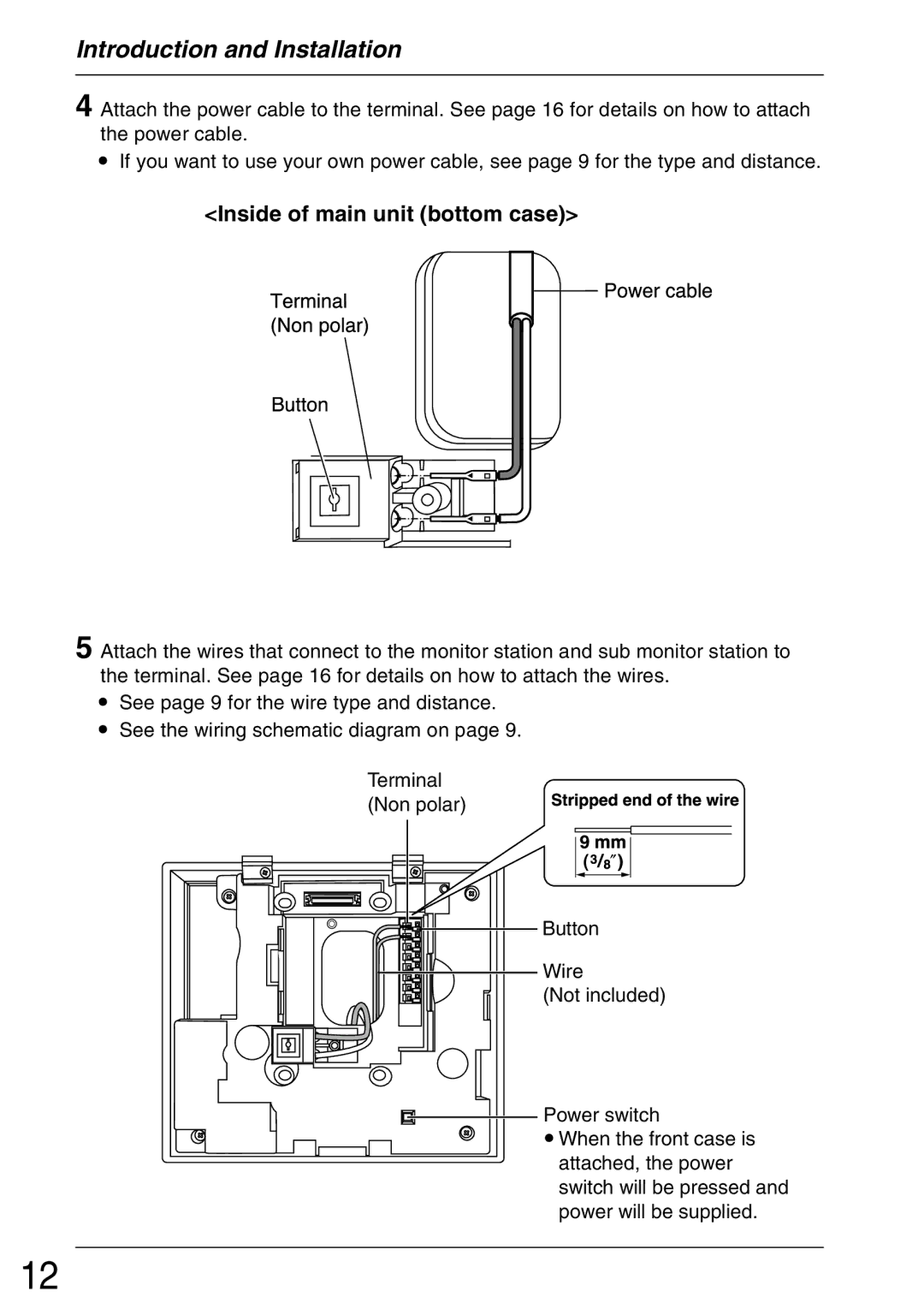 Panasonic VL-GM001 installation and operation guide Inside of main unit bottom case 