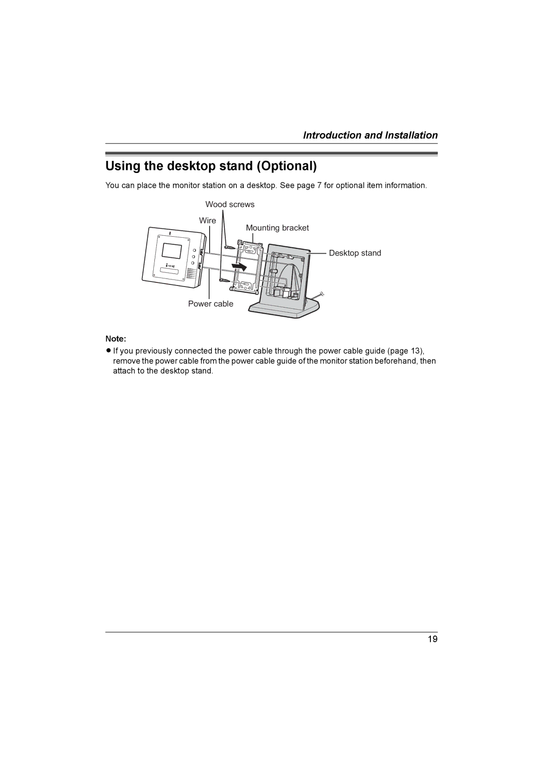 Panasonic VL-GM201A installation and operation guide Using the desktop stand Optional 