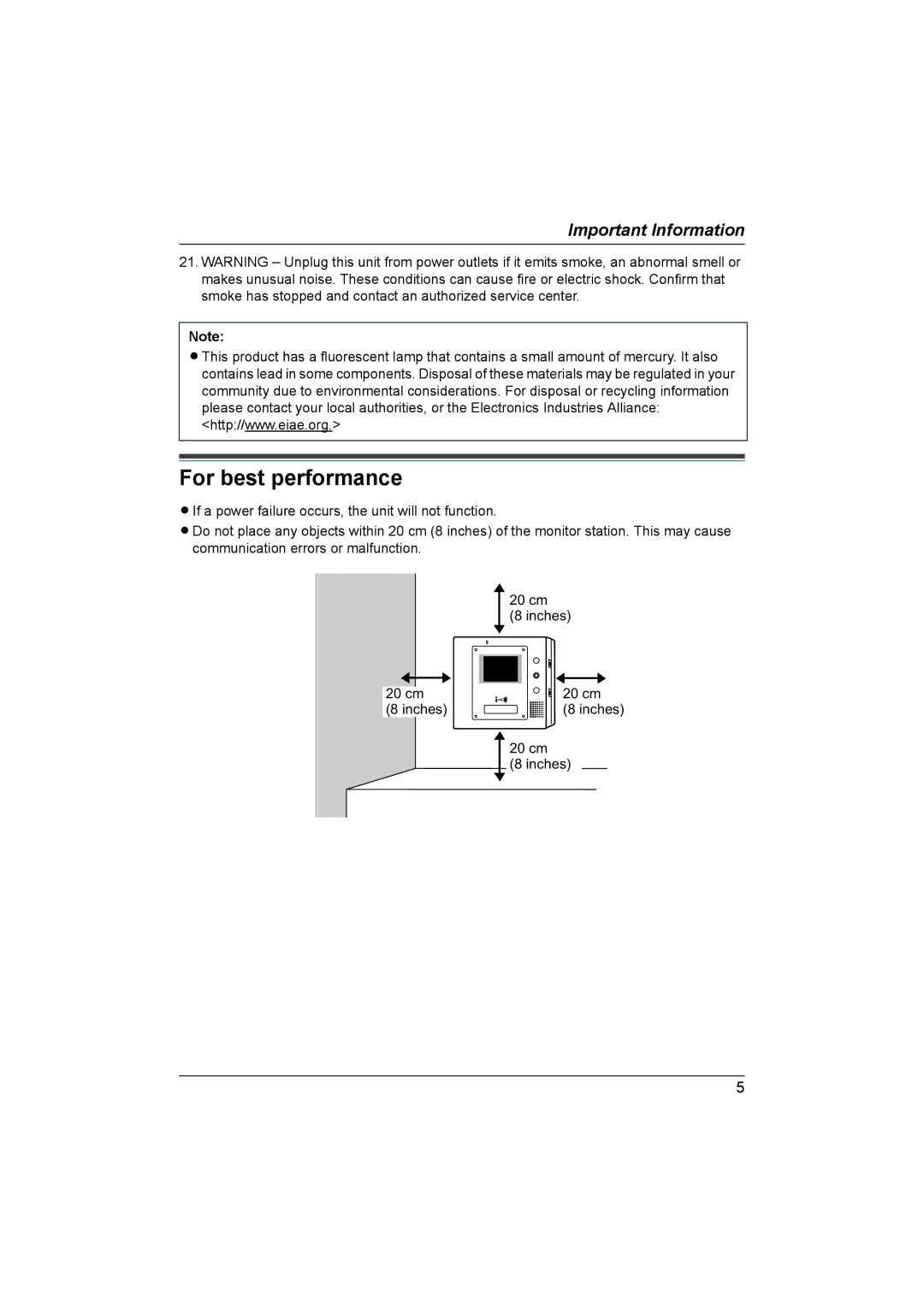 Panasonic VL-GM201A installation and operation guide For best performance 