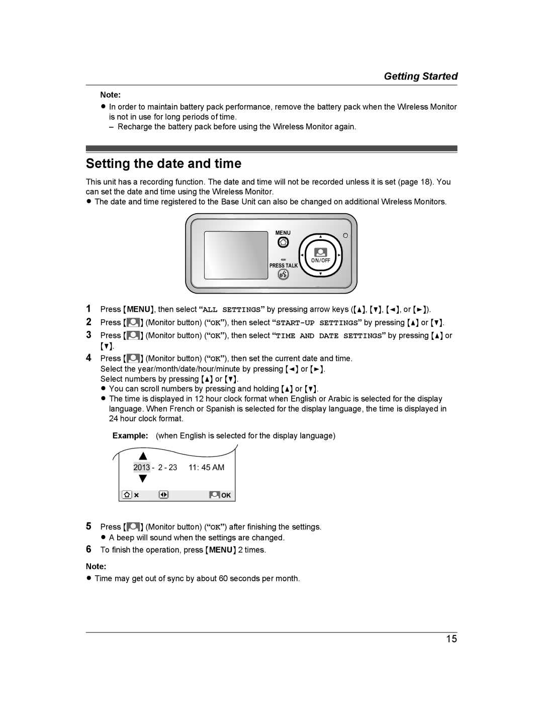 Panasonic VL-SDM200BX operating instructions Setting the date and time 