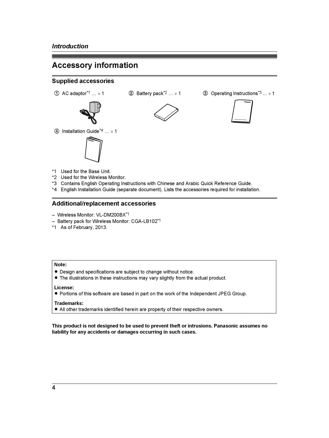 Panasonic VL-SDM200BX operating instructions Accessory information, License, Trademarks 