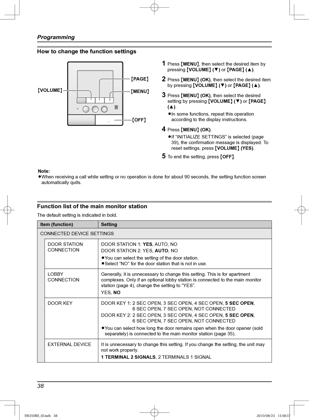 Panasonic VL-SW250BX operating instructions Lobby, External Device, Terminal 2 SIGNALS, 2 Terminals 1 Signal 