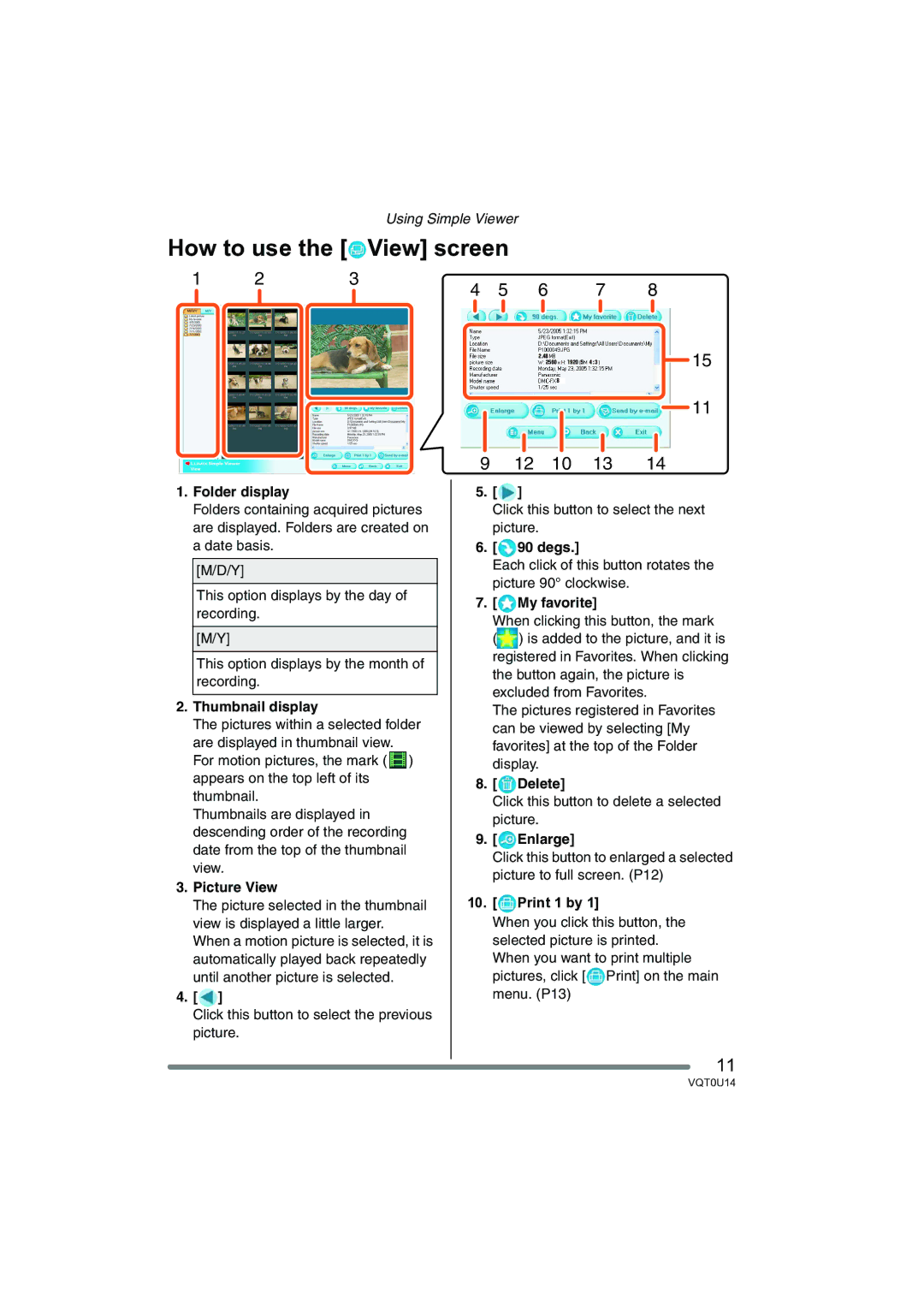 Panasonic VQT0U14 operating instructions How to use the View screen, Print 1 by 